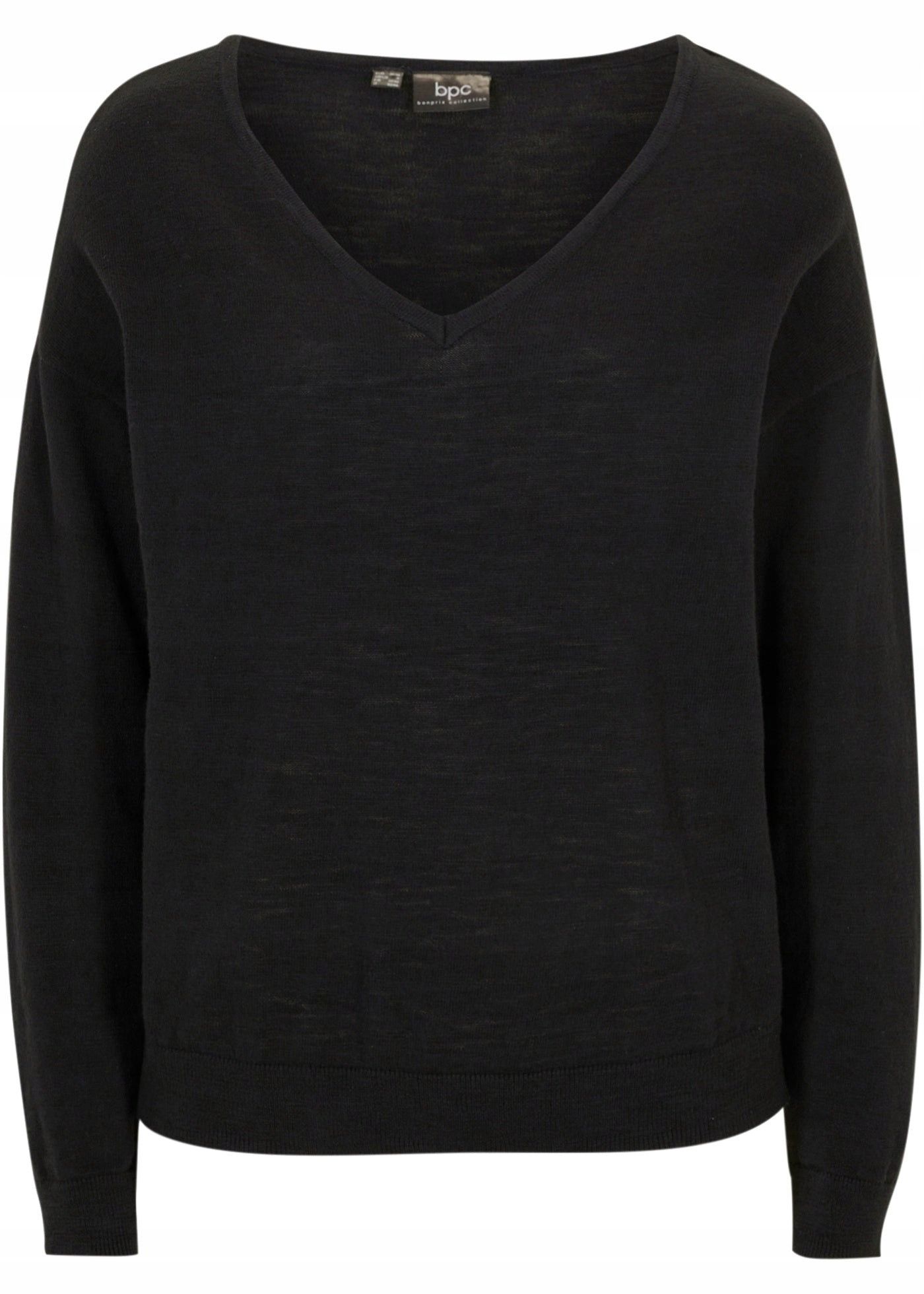 B.P.C bluzka dzianinowa czarna sweterek w serek ^36/38