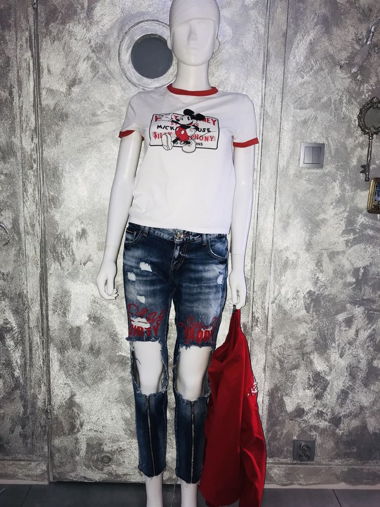 Super spodnie Madness z metki 26+ tshirt zara s i bluza czerwona