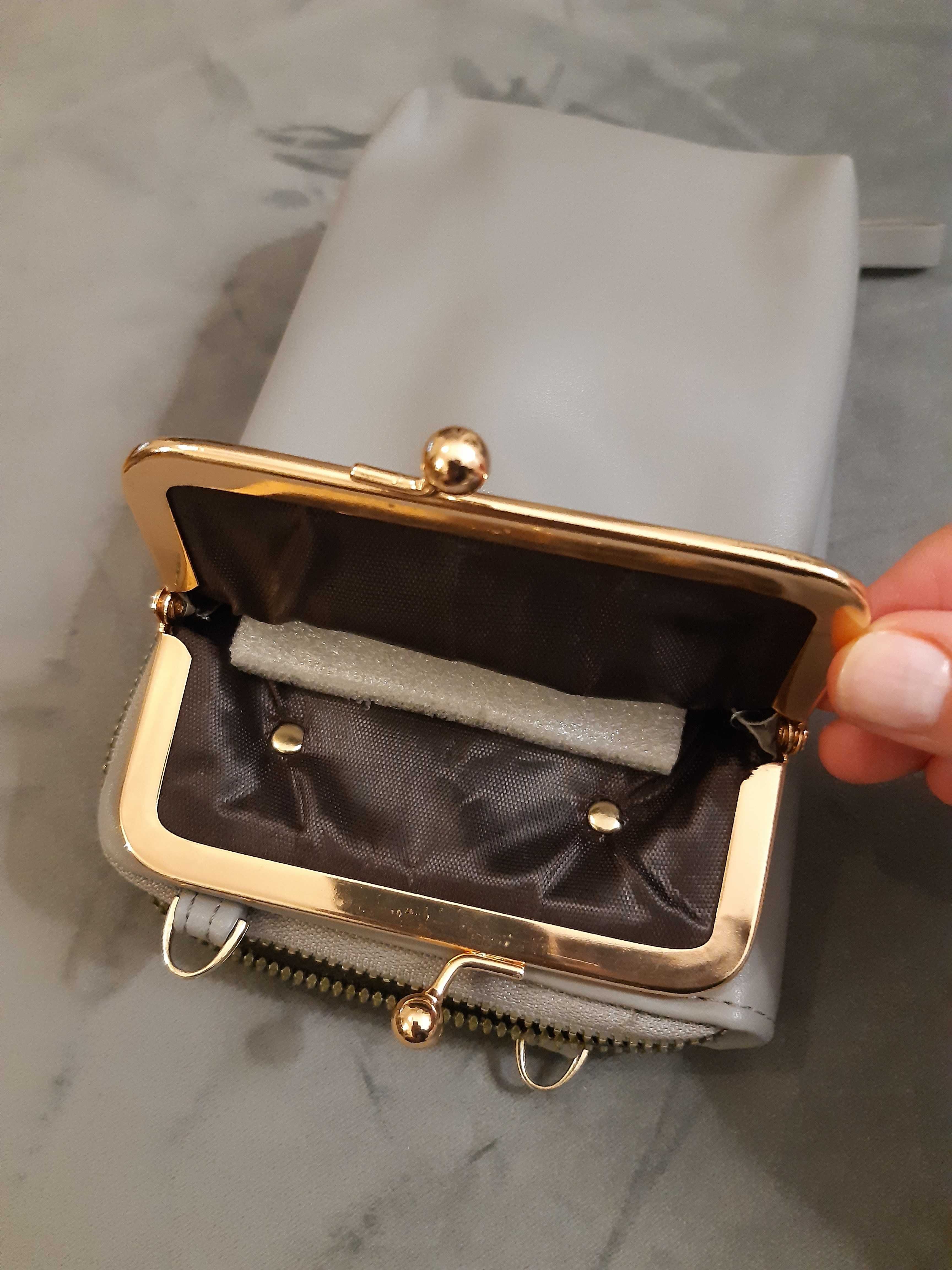 Listonoszka torebka saszetka duży portfel szara popielata