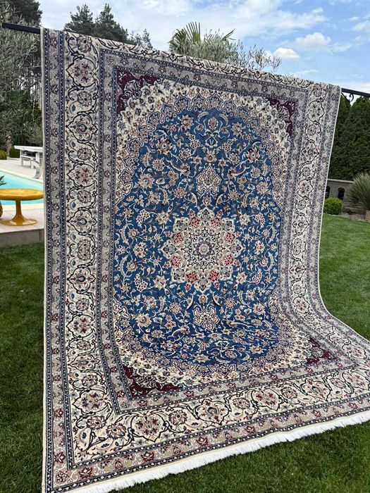 Dywan perski r. tkany kaszmirowy + jedwab Iran Nain 355x250 gal.45 tyś