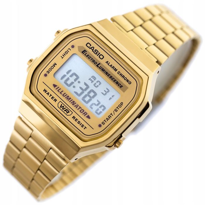 Złoty Zegarek Unisex Casio Retro A168wg-9w - Klasyka + Pudełko