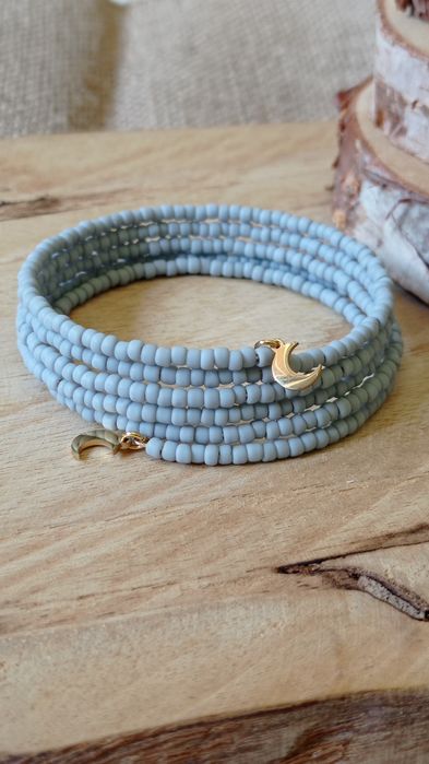 Bransoletka z koralików, warstwowa z księżycami, prezent