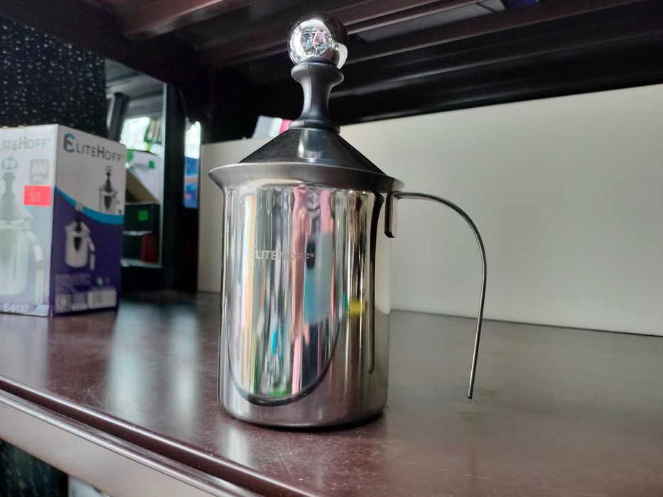 ręczny spieniacz do mleka ubijak piany 400ML GARNEK KUBEK NA GAZ INDUK