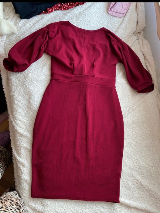 Elegancka sukienka długa wesele komunia boohoo XL/XXL czerwona burgund