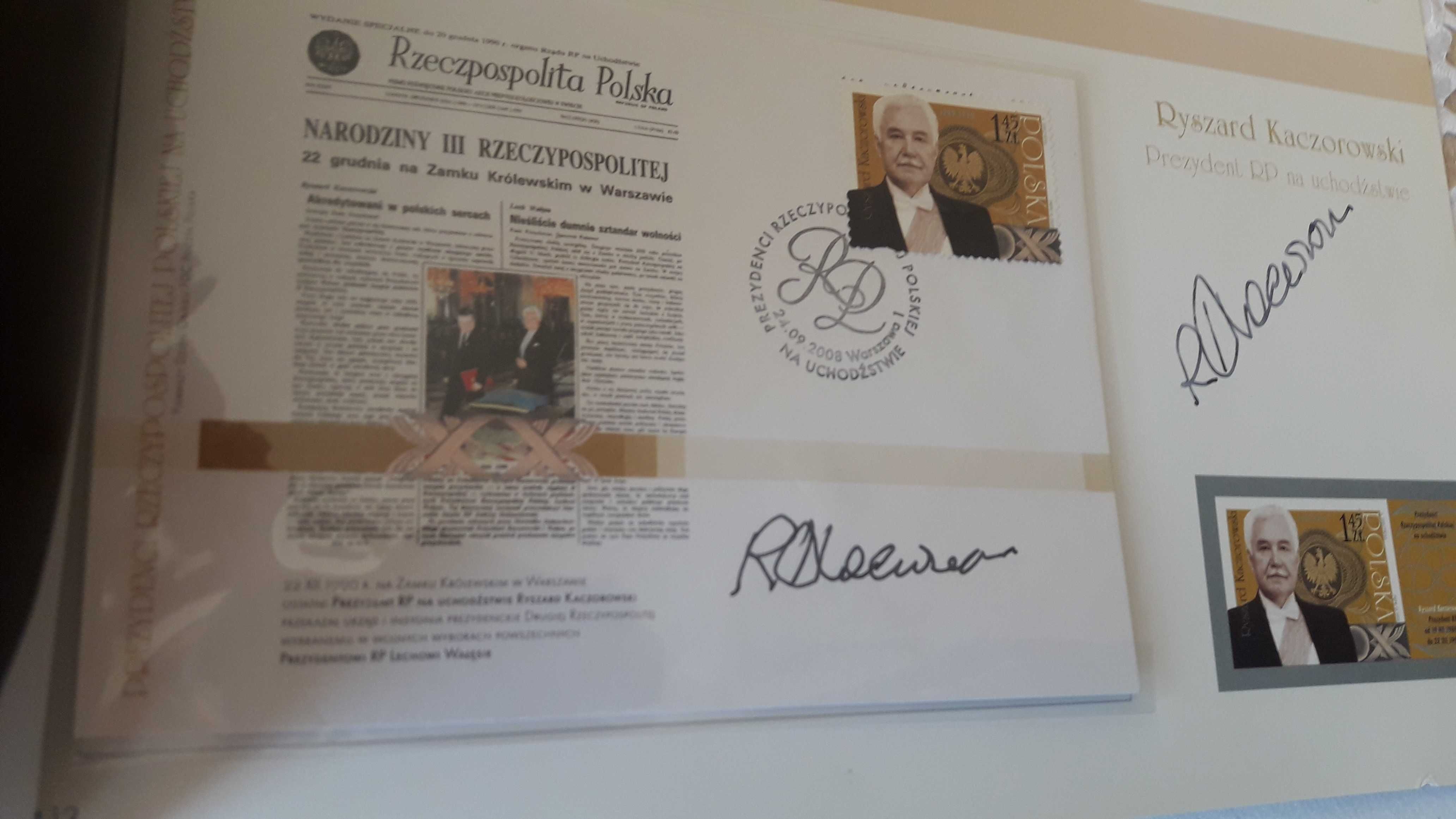 Prezydenci RP na uchodźstwie - znaczki plus koperty z autografem