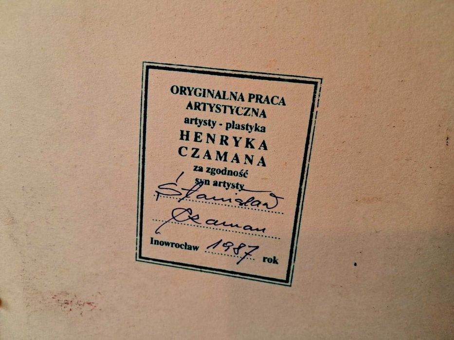 UNIKAT ! Oryginalna grafika H. CZAMAN "GDAŃSK Stary ŻURAW" Sygnowana