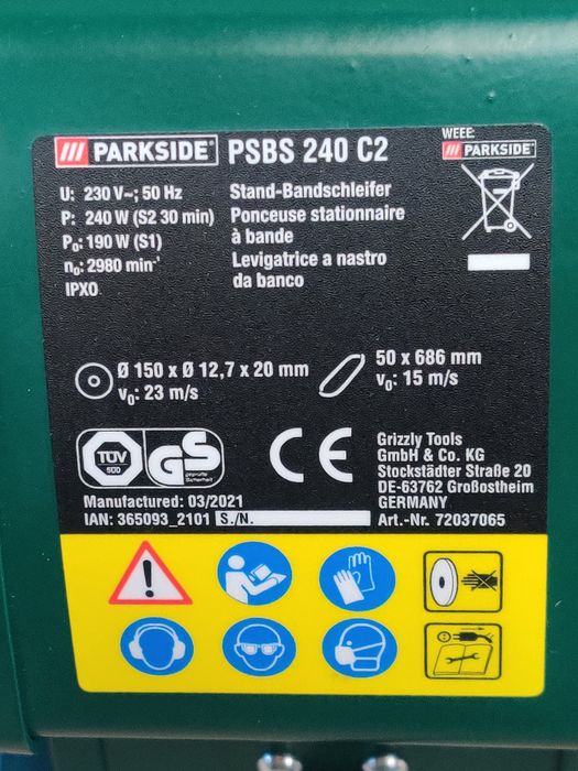 НОВ точильный станок/гриндер сГермании Parkside PSBS 240/нождак/точило