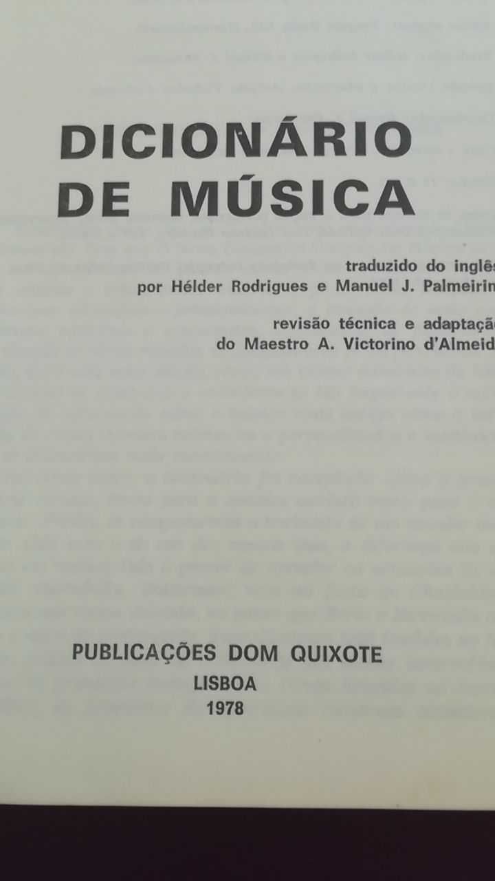 Dicionário de Música Arthur Jacobs 1978 Publicações D.Quixote