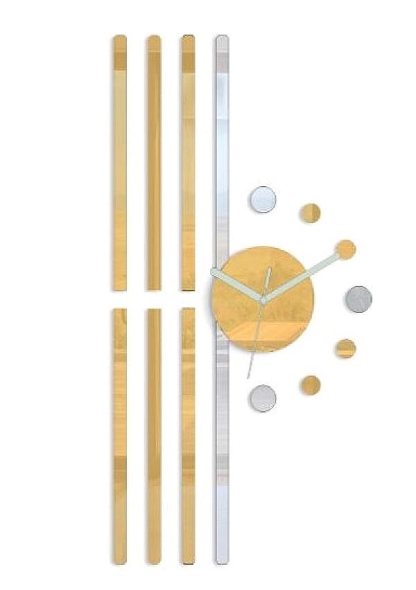 Zegar Ścienny Line 60 cm Lustro Złoty Elegancki