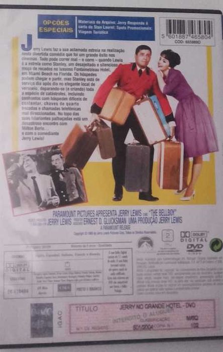 DVD "Jerry no Grande Hotel", de Jerry Lewis. Raro.