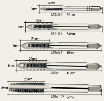 Продам набор метчиков 3mm 4mm 5mm 6mm 8mm M3-M8 ручні