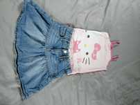 Zestaw Hello Kitty (spódniczka jeansowa+ top) 116 hm