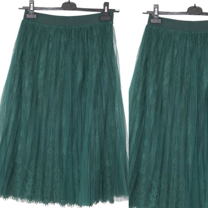 l5 Reserved tiulowa spódnica w gumkę butelkowa zieleń 40 L