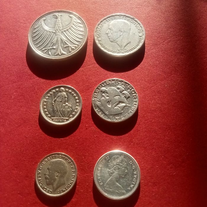 moedas prata  (6) de varios paises