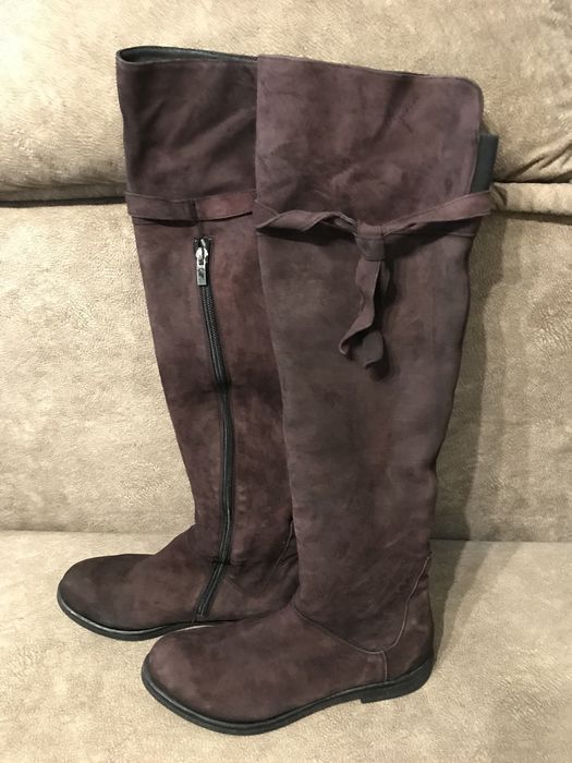 Сапоги женские замшевые