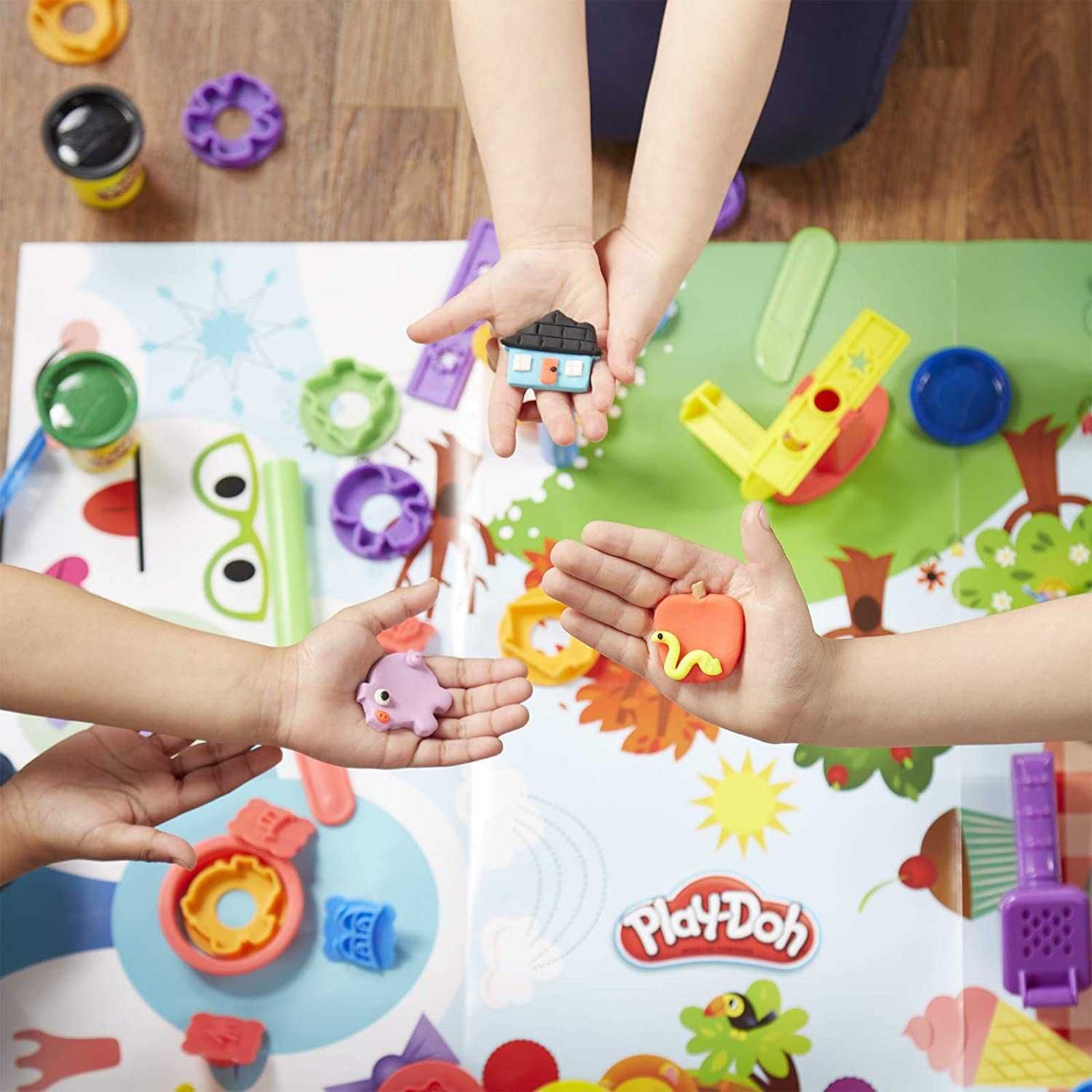 Плей До набор с формочками 40 предметов 10 банок пластилина Play-Doh