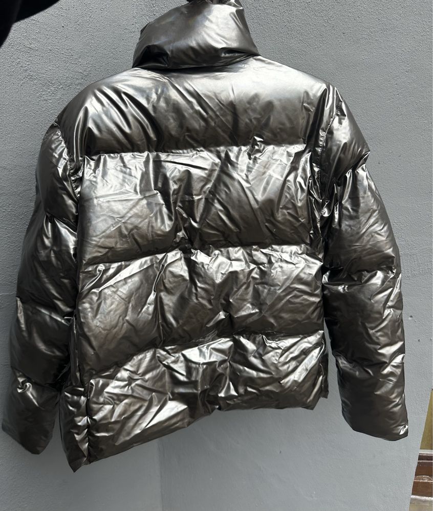 Kurtka rain boxy puffer jacket kurtka puchowa xs/s holographic steel