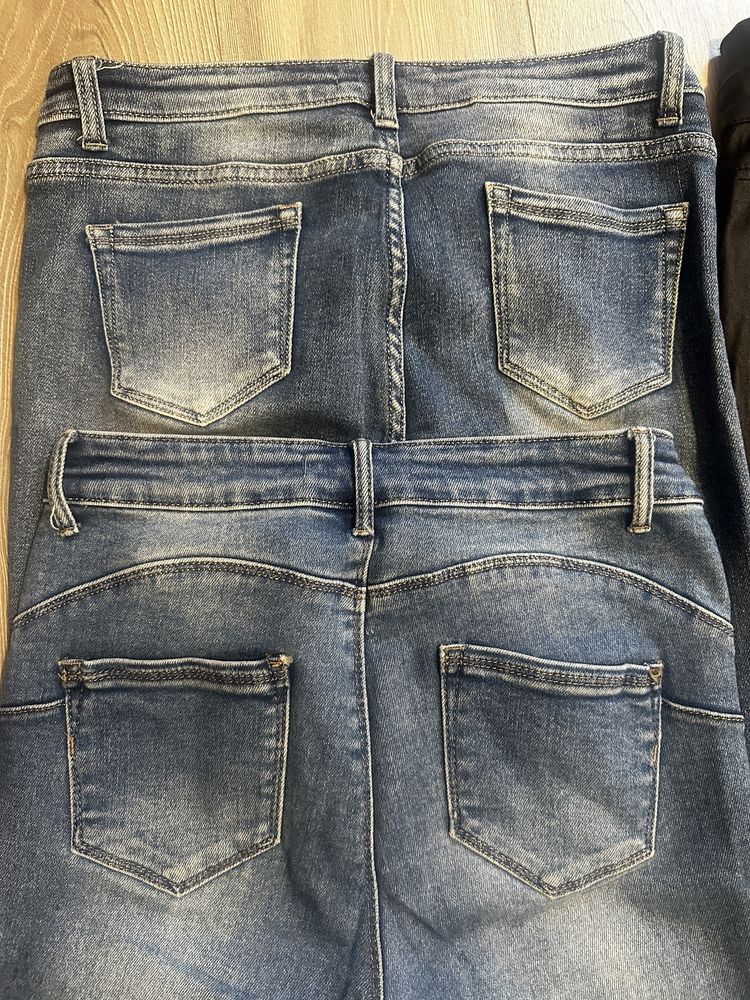 Spodnie jeansowe L 40 M.Sara denim woskowane czarne 3szt