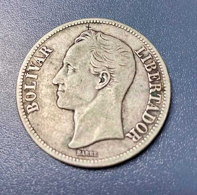 Moeda antiga Venezuela 5 bolívares, 1935