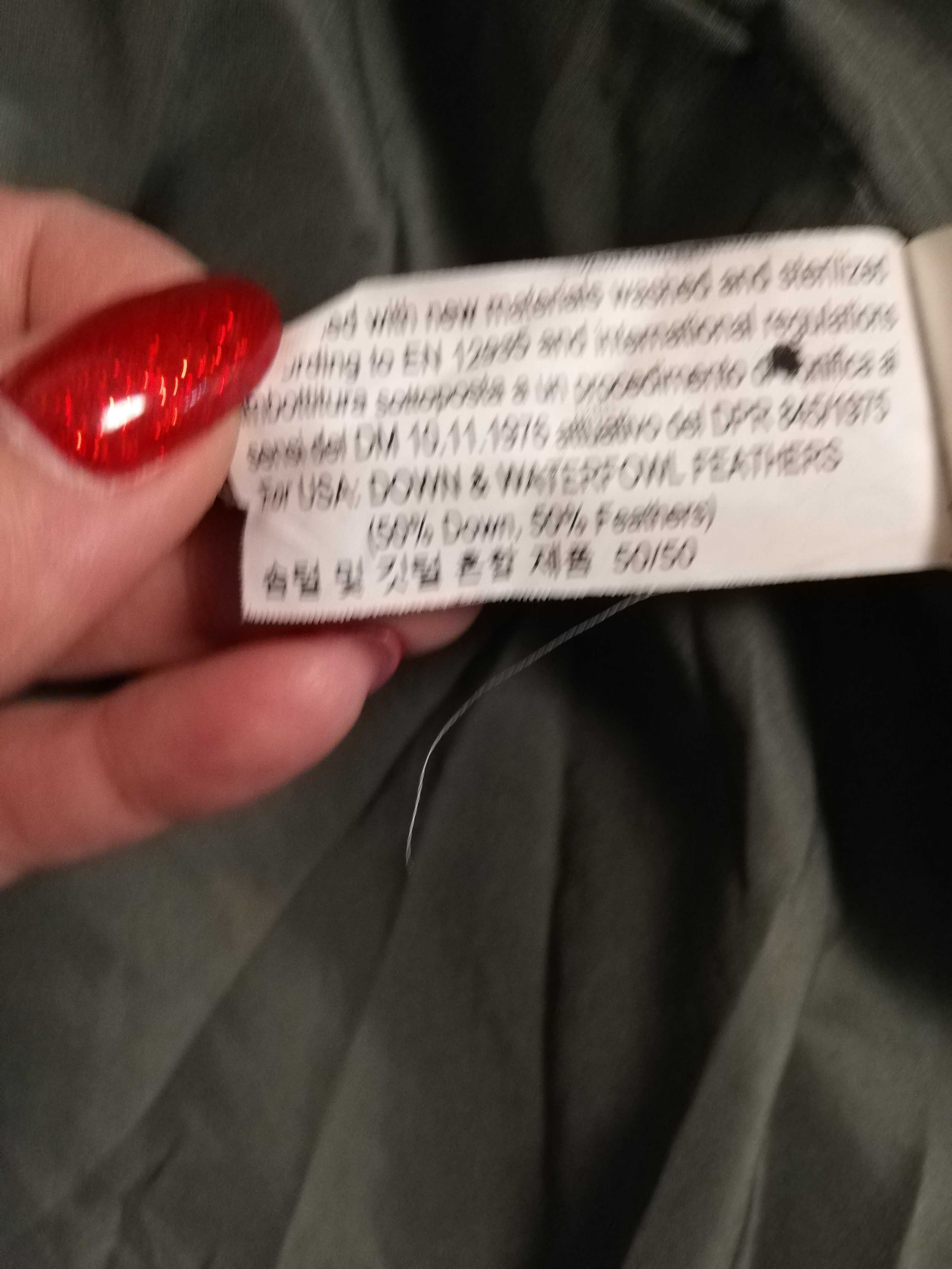 kurtka parka puchowa Zara 152 na wiek 11-12 lat zielona