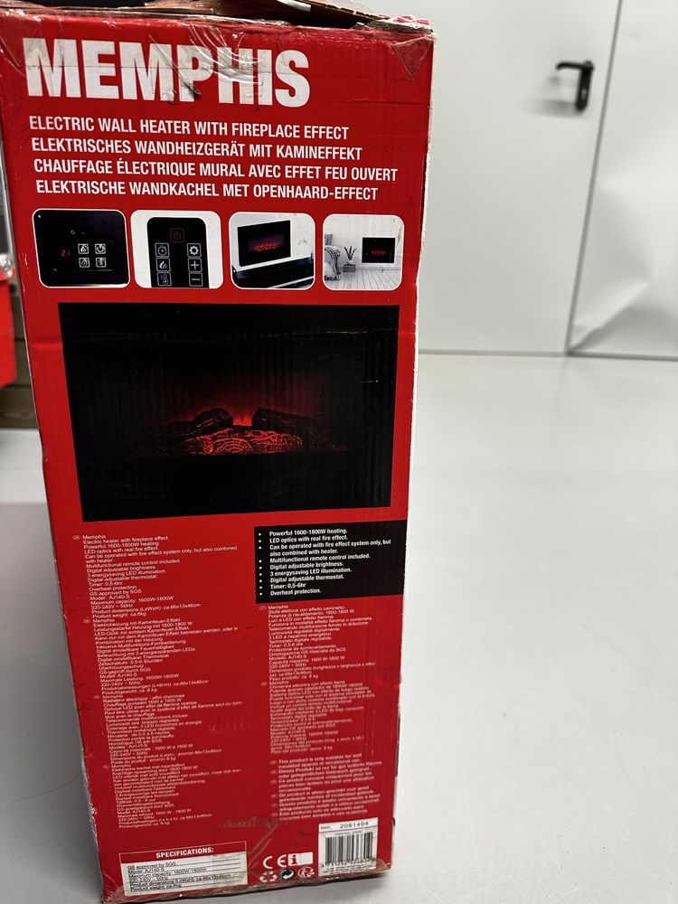 Lareira Elétrica Memphis 1800W – Nova, Nunca Usada