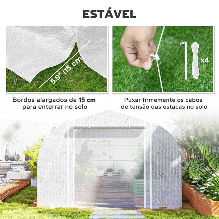 Estufa tipo Túnel 6x3x2 m com 8 Janelas Anti UV