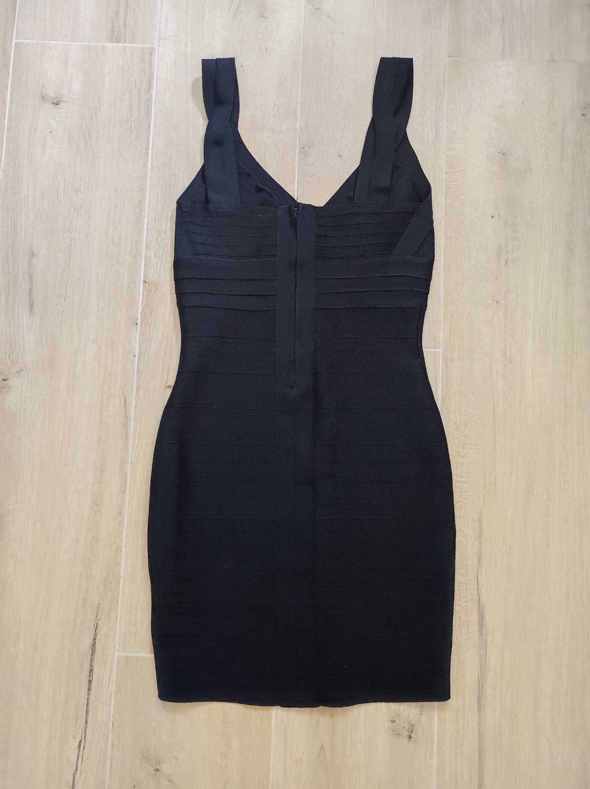 Idealna Seksowna bandażowa mała czarna krótka sukienka XS / S