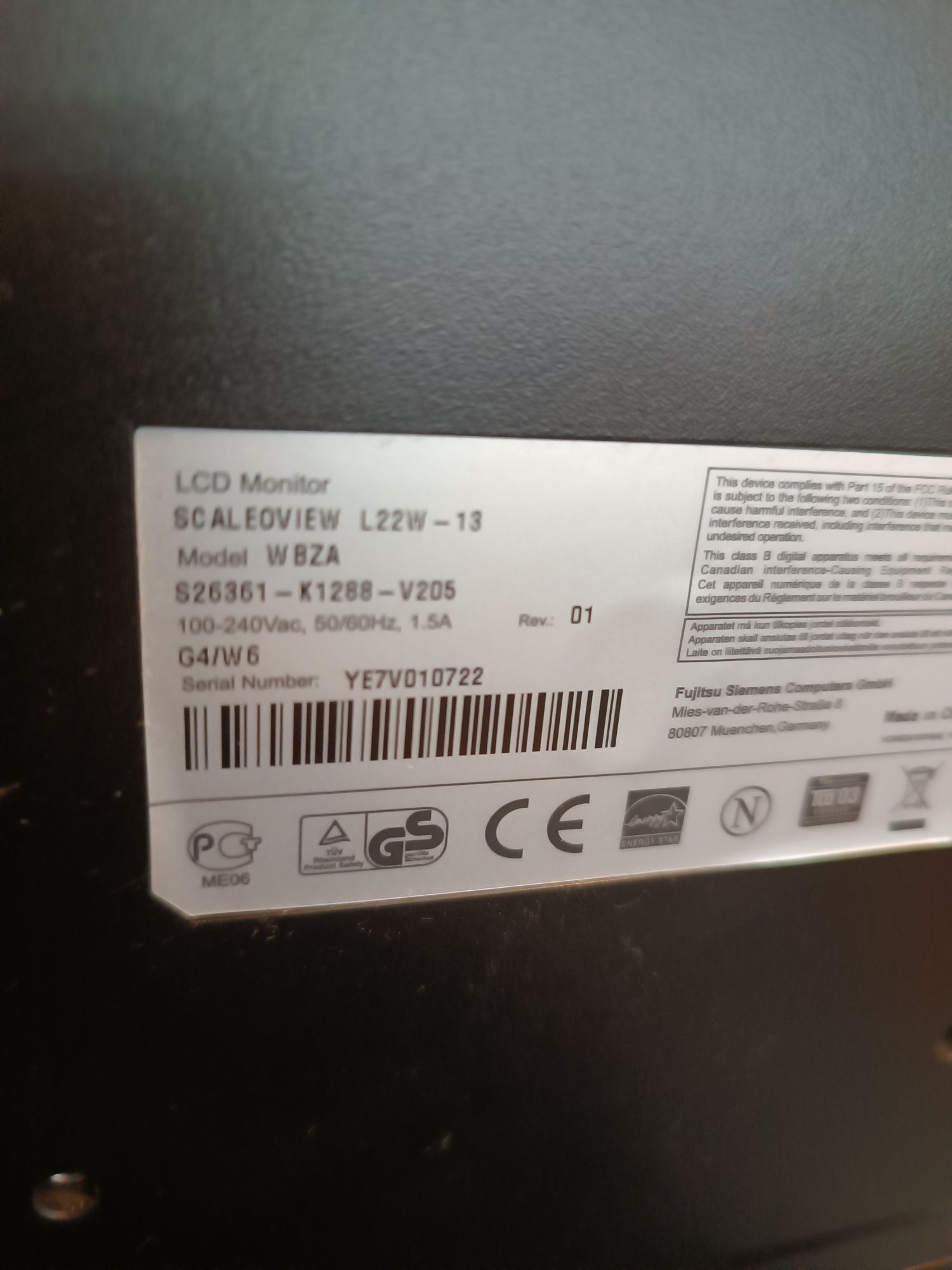 Monitor komputerowy Siemens 22"
