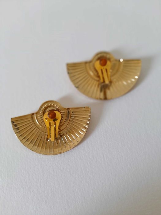 Brincos de mola vintage dos anos 80 banhados a ouro 18K