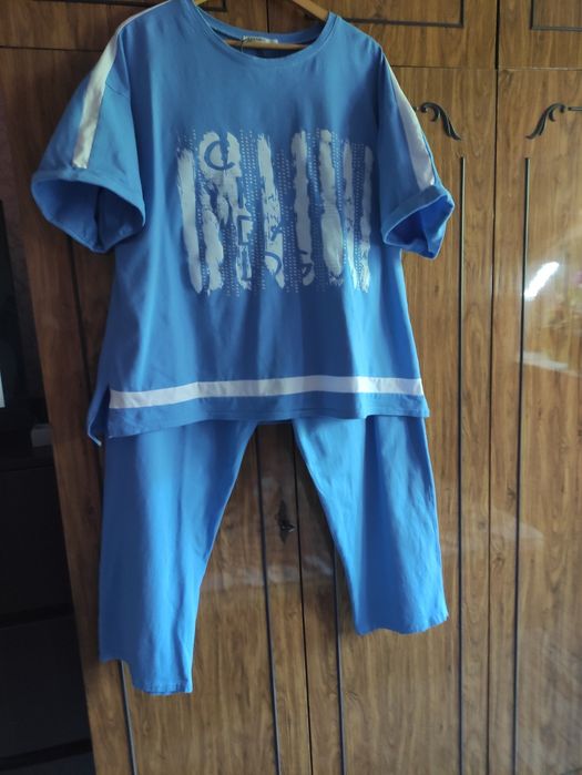 Женский костюм Ботал натуральный котон,голубой,раз-60-62 850гр Б.у.