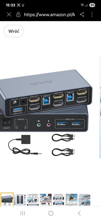 Przełącznik KVM HDMI USB 3.0 marki Alxum