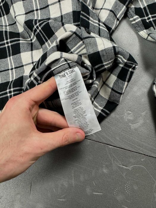 Czarno biała koszula flanelowa w kratkę retro (M/L) retro drwala 90s