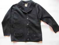 Pure Wool włoski ekskluzywny czarny wełniany żakiet vintage