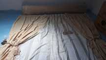 Cortinado Quatro com 2 pendentes e sanefa em tons Bege