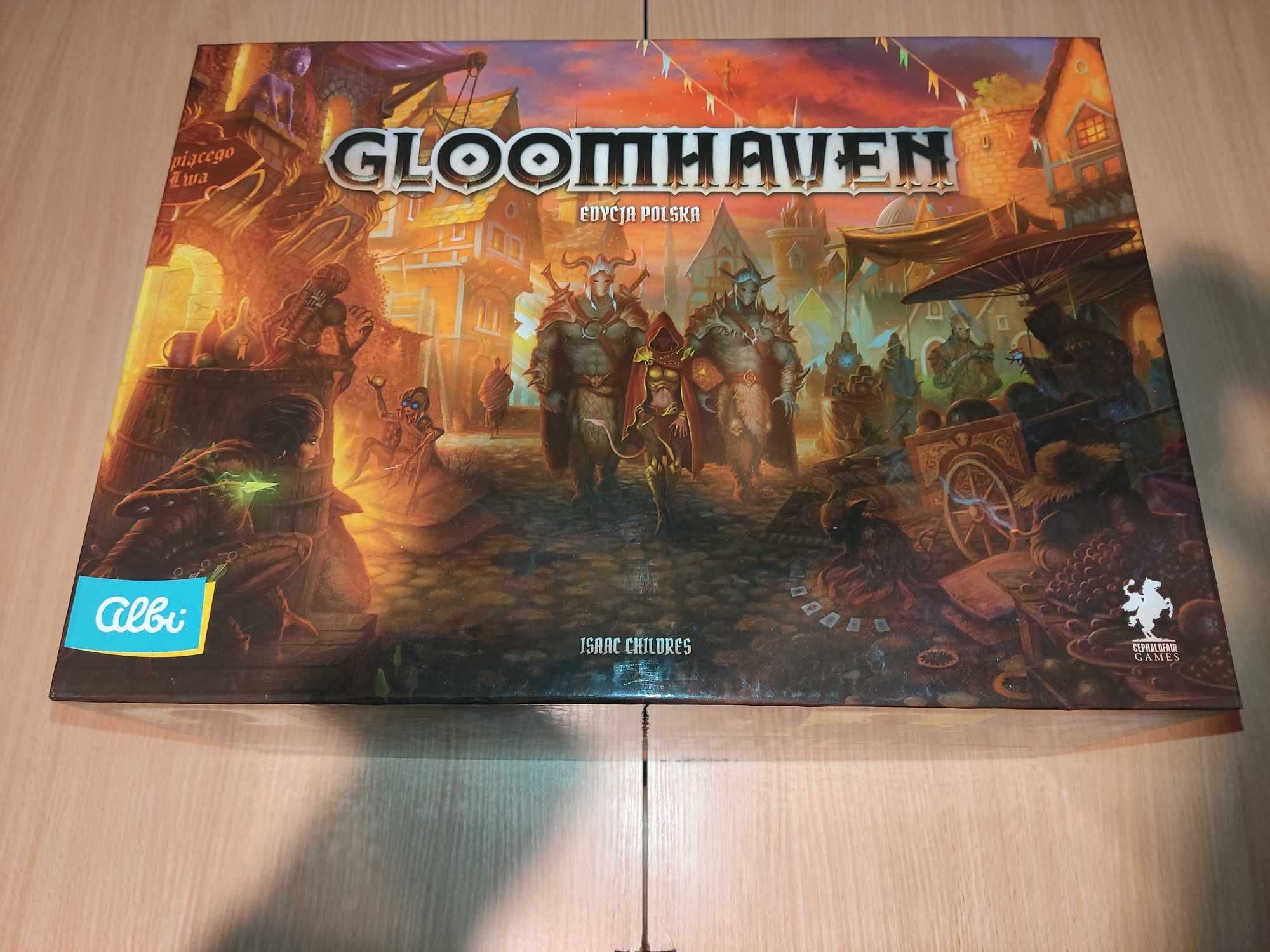 Gloomhaven PL + akrylowe naklejki + ogromny organizer na żetony