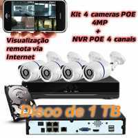 Kit POE 4 cameras 4mp 1TB video vigilância visualização em telemovel