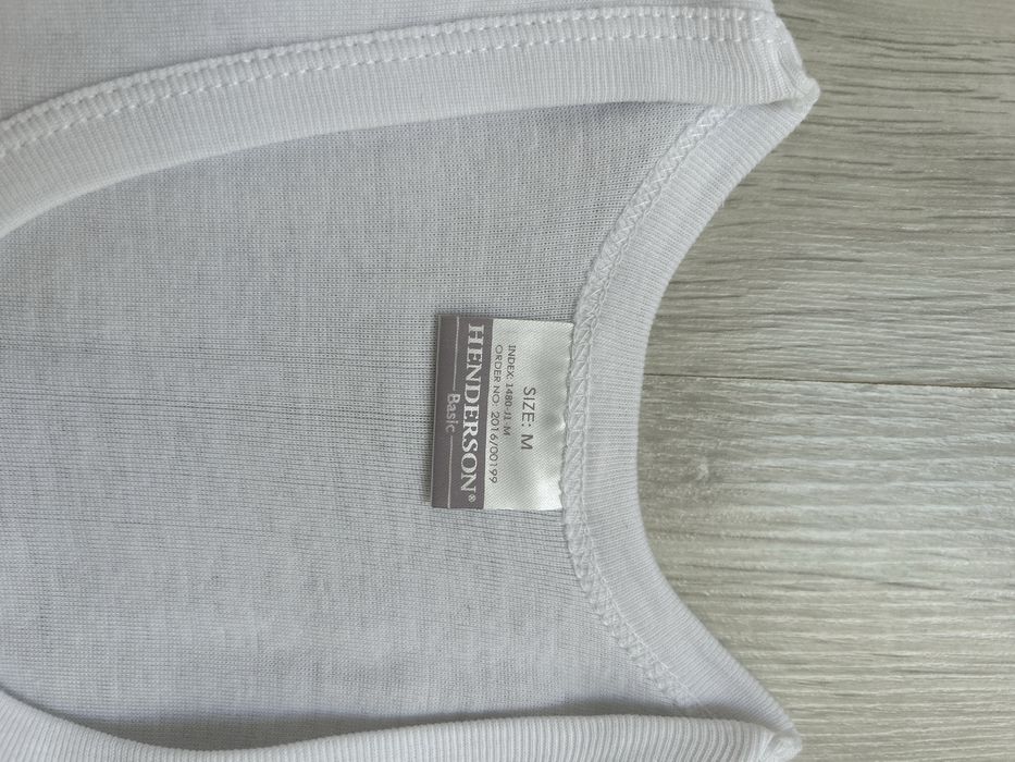 Podkoszulka męska biała bawełniana top M Henderson Basic gładka