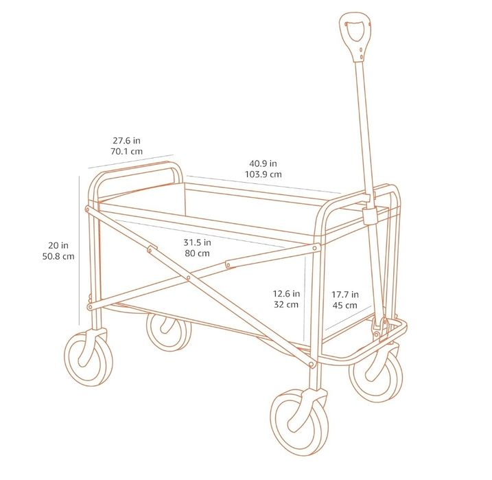 Amazon Basics Składany wózek do ogrodu, składany, transportowy
