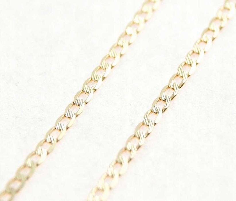 Złoty ŁAŃCUSZEK PANCERKA SZLIFOWANA złoto p.585 55 cm na prezent