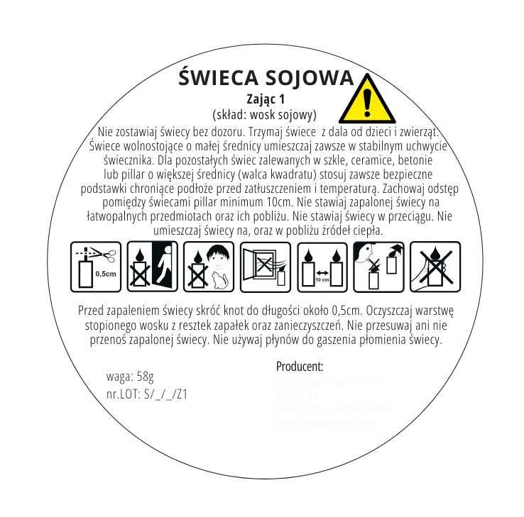 Świeczka na Wielkanoc, Świeczka sojowa zajączek z gestem miłości
