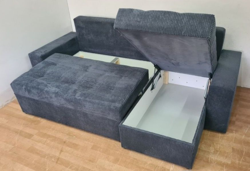 Nowy Narożnik sprężyny automat sztruks welur plusz kanapa sofa rogówka