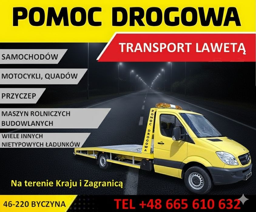 Pomoc Drogowa Transport Lawetą do 3.5T Transport Samochodów