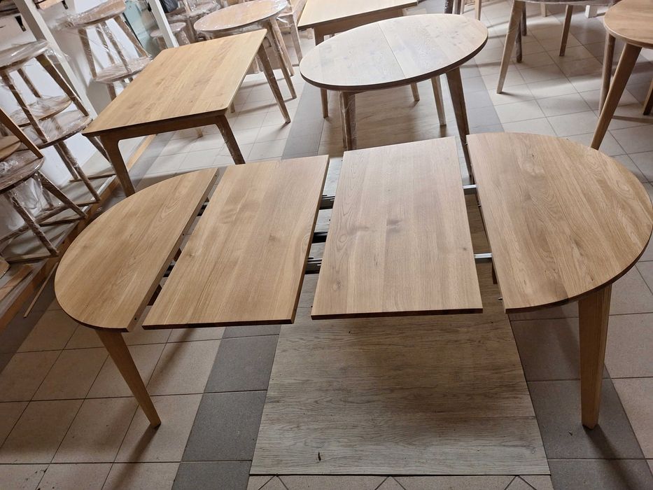 Stół dębowy rozkładany fi 90 (na magazynie)