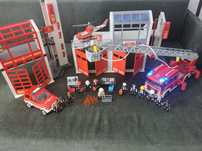 Klocki Playmobil dużą remiza strażacka, wozy strażackie, helikopter