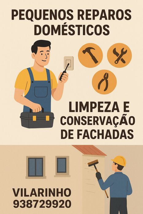 Reparos domésticos, limpeza e conservação de fachadas