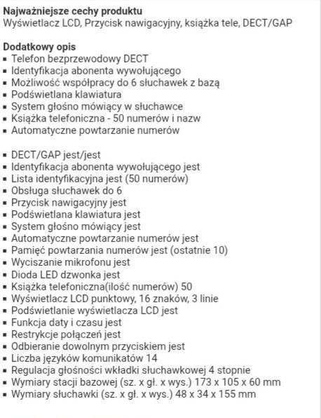Bezprzewodowy telefon stacjonarny Philips KX-TG7100PD