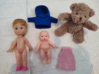 Лот игрушек: мишка Тедди,  пупс 12 см и куколка 17 см
