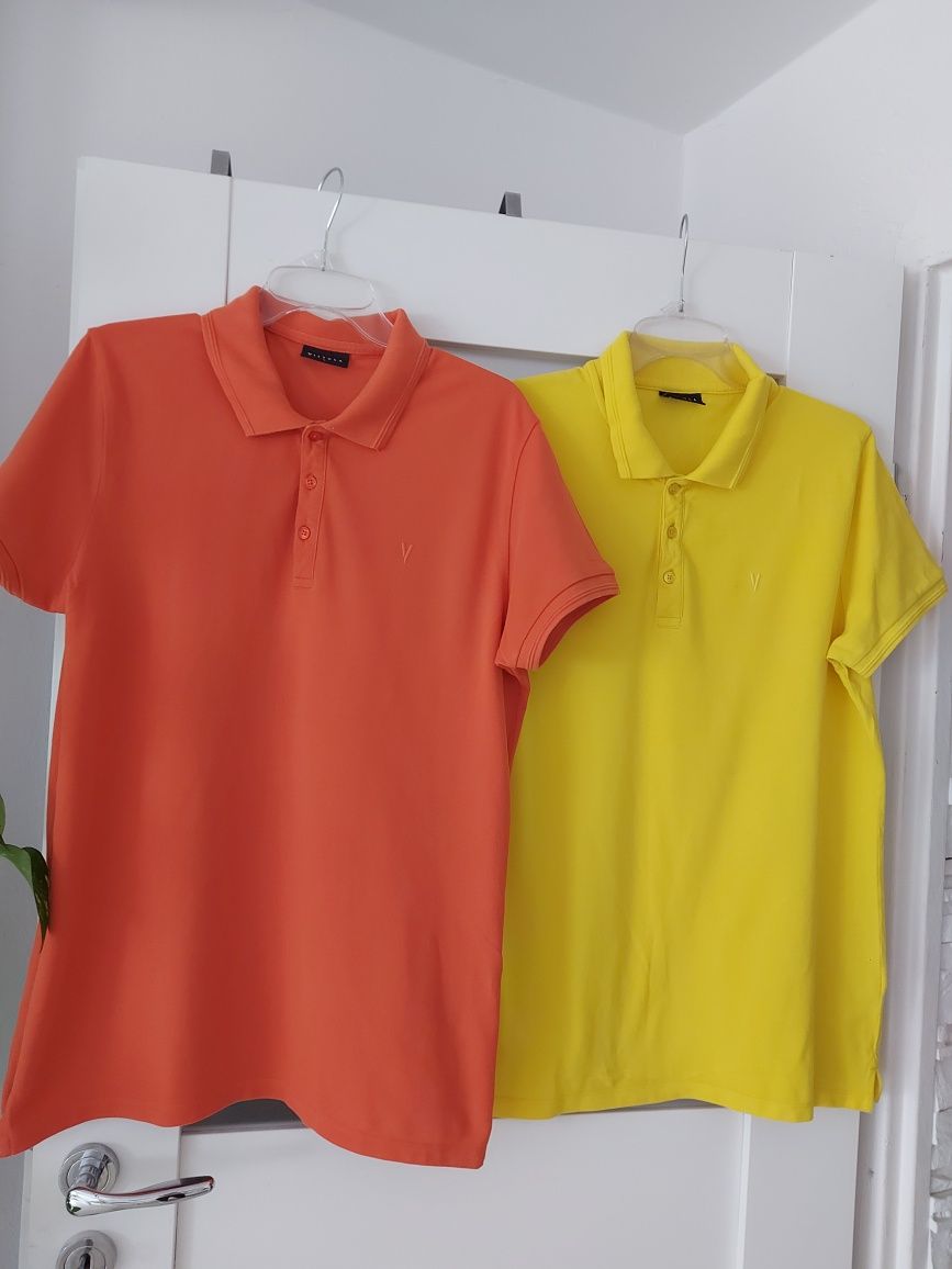 Koszulki 2 sztuki polo L Vistula komplet pomarańczowa żółta