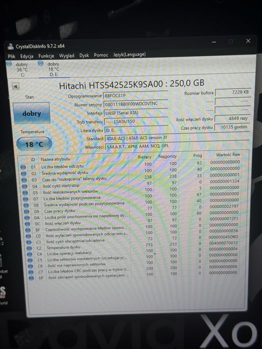 Dysk twardy 250gb 2,5 sprawny #r31