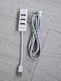 HUB USB Unitek biały + kabel do aparatu z mini USB